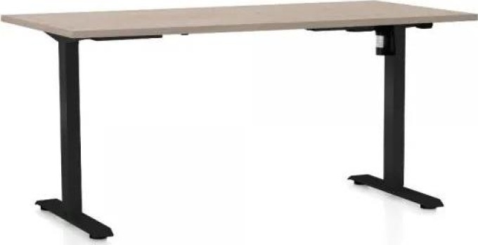 Výškově nastavitelný stůl OfficeTech A, 160 x 80 cm, černá podnož