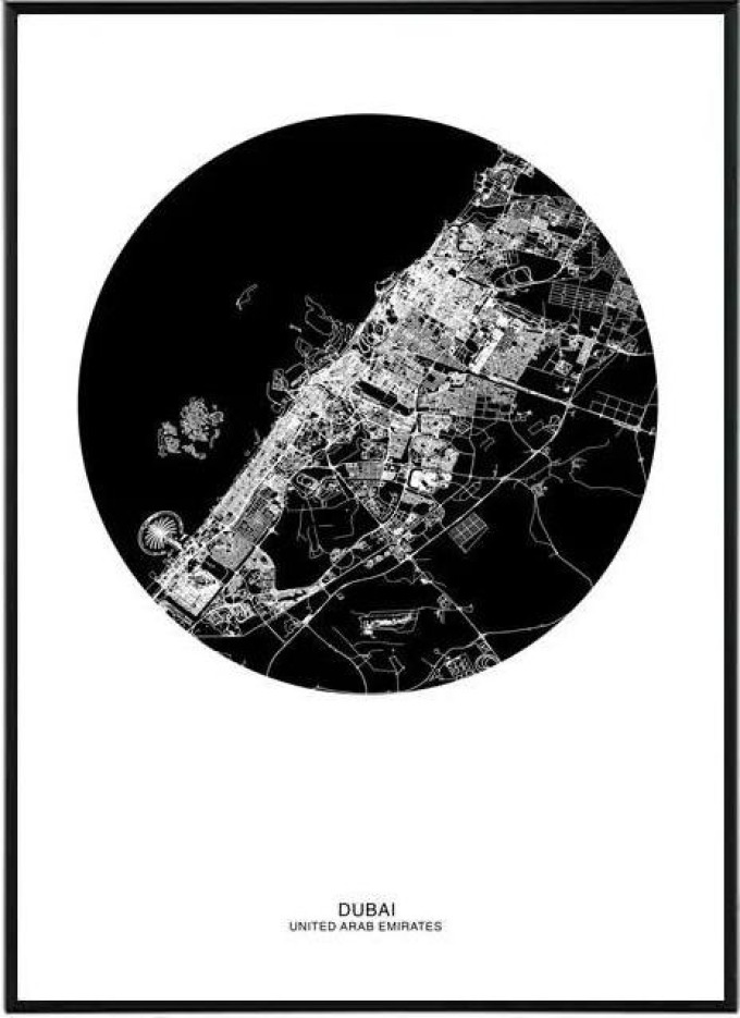 Dubai map - 50x70 cm Obraz