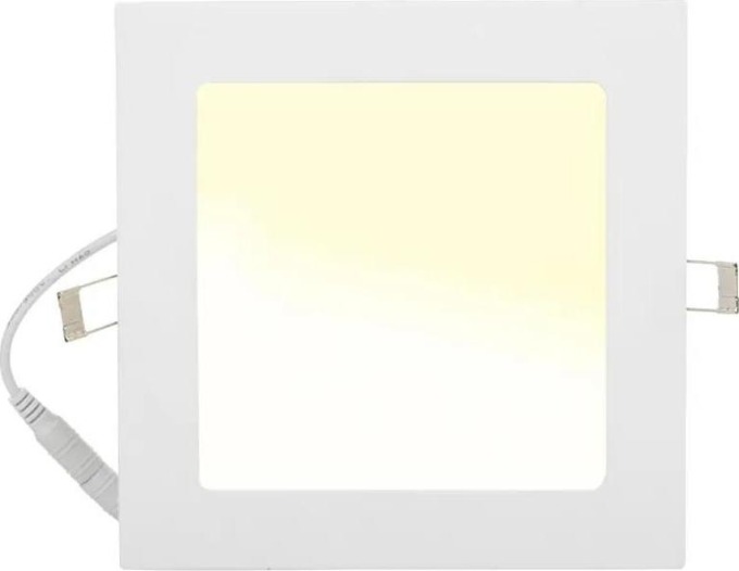 Bílý vestavný LED panel 175x175mm s teplým bílým světlem o teplotě 2700K, výkonem 12W a světelným tokem 860 lm