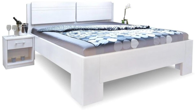 Manželská postel z masivu MANHATTAN 2, masiv buk - bílá
