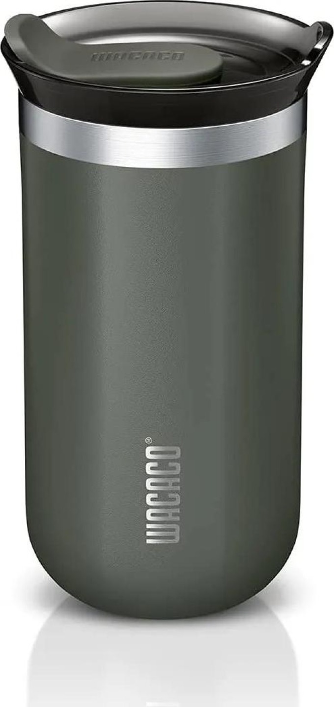 Termohrnek Octaroma Lungo - Dim Grey 300 ml, ideální pro cestování, vyrobený z nerezové oceli a plastu bez BPA, udržuje vodu horkou více než 5 hodin, vhodný pro Wacaco Pipamoka a Cuppamoka