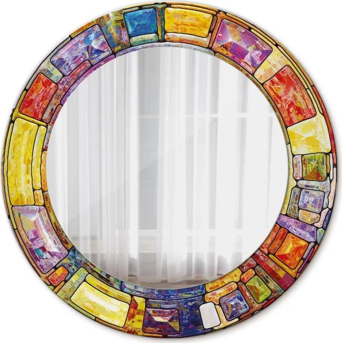 Kruhové dekorativní zrcadlo s potiskem, které promění obraz vašeho domova a dodá estetický vzhled každému prostoru