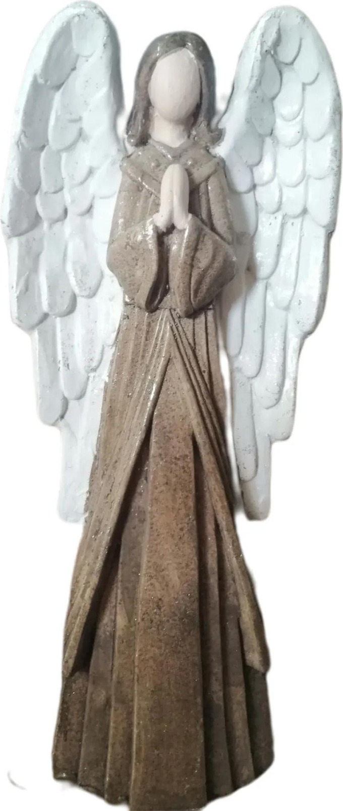 Kovový andělský sochařský kousek s patinou, výška 56 cm