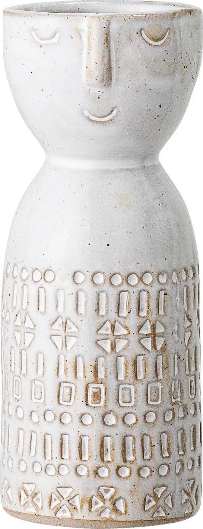 Bloomingville Keramická váza White Face, krémová barva, keramika