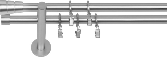 Dekodum Dvouřadá moderní garnýž Walec Basic 19 mm matný chrom 160 cm