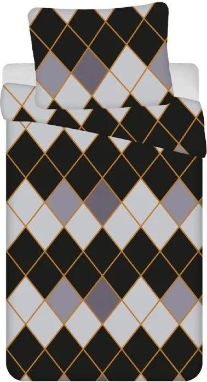 JERRY FABRICS MICRO Polyester - mikrovlákno, 3D Povlečení Káry černé 140/200, 70/90 cm