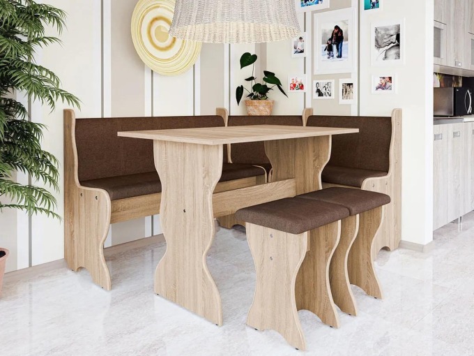 Kuchyňský sedací kout + stůl se stoličkami Samot, Barva: dub sonoma + alfa 08