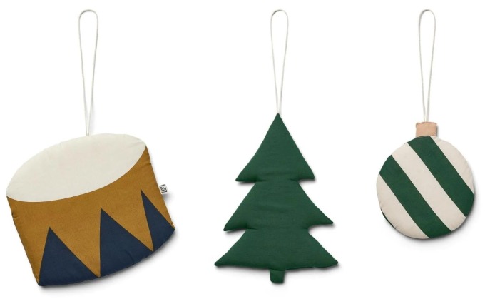 LIEWOOD Nástěnná dekorace Leonardo Holiday Sandy mix - set 3 ks, zelená barva, textil