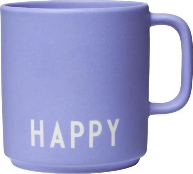 DESIGN LETTERS Porcelánový hrnek Lilac Happy 300 ml, fialová barva, porcelán