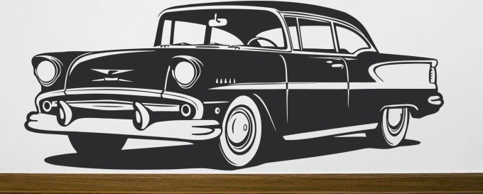 Lepy.cz Samolepka na zeď Auto veterán Velikost (šířka x výška): 80x32cm, Barevná varianta: Bílá