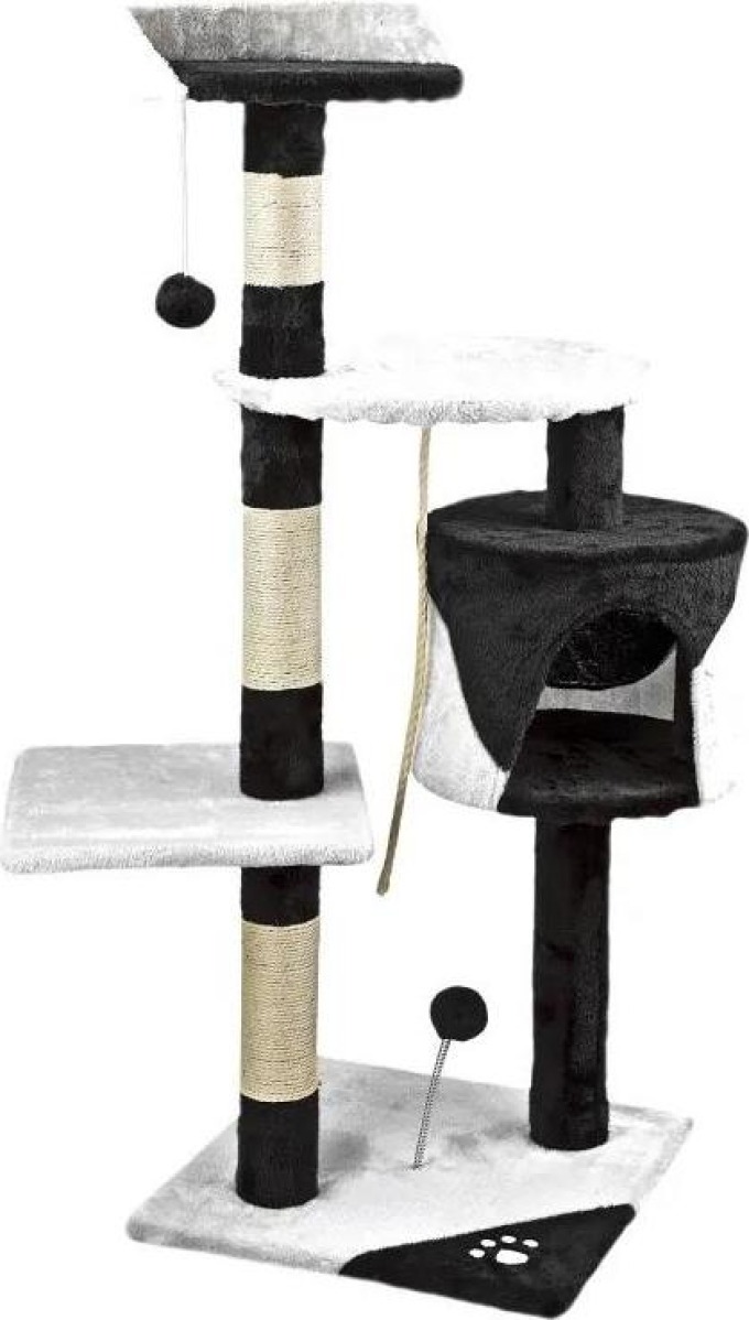 MenaVET Škrabadlo pro kočky Maya 112 cm, černo-bílé 83006MV