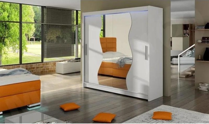 Skříň Rogano, Barva: bílá, Osvětlení: osvětlení LED RGB - barevné