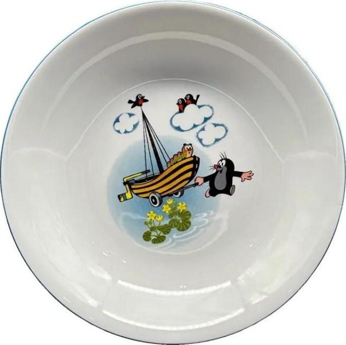Dětský porcelánový talíř hluboký Krtek a loďka, průměr 200 mm, THUN 1794, 1 ks