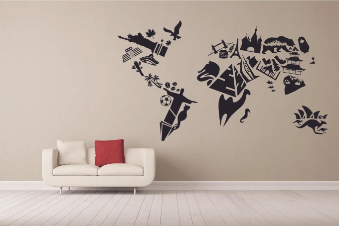 Lepy.cz Samolepka na zeď Mapa - památky Velikost (šířka x výška): l50x86cm, Barevná varianta: Světle zelená
