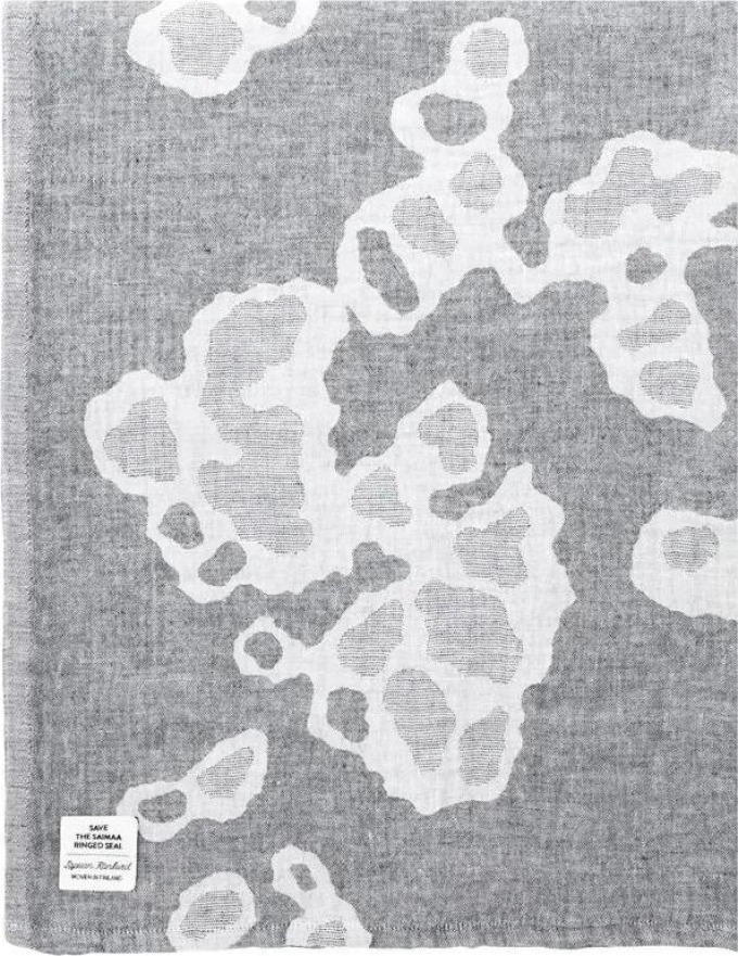 Lněný ručník Saimaannorppa, bílo-šedý, Rozměry 48x70 cm