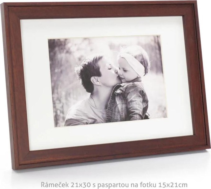 SÁRVÁR - Tmavě hnědý dřevěný rám na fotky: 40x60cm, zasklení: Plexisklo