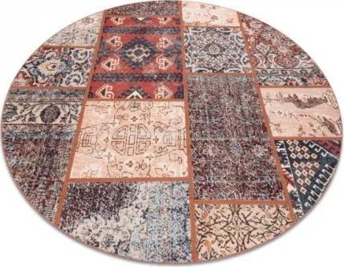 koberec ANTIKA ancient rust kulatý, moderní patchwork, řecký omy velikost kruh 200 cm | krásné koberce cz