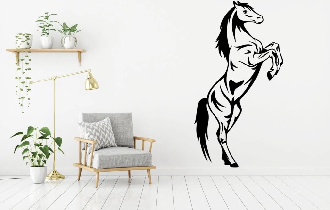 Lepy.cz Samolepka na zeď Kůň na zadních Velikost (šířka x výška): 90x168cm, Barevná varianta: Ledová modrá
