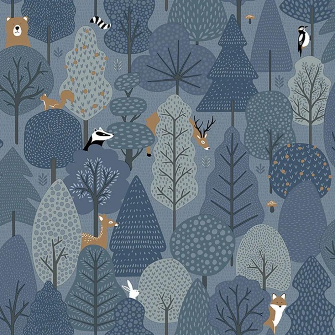 Dětská vliesová tapeta s modrým motivem zvířátek v lese od výrobce Ugépa