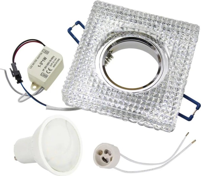 BERGE Podhledové bodové svítidlo BRG70454 krystal + LED žárovka GU10 5W - studená bílá