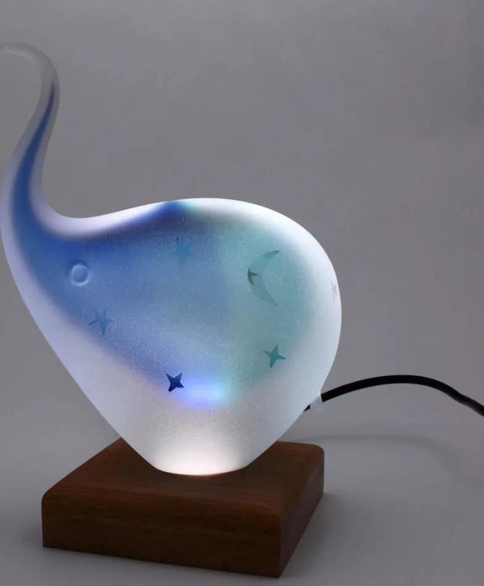 Skleněná lampa - slon, AQUA - modrá a tyrkysová, 17 cm | České sklo od Artcristal Bohemia