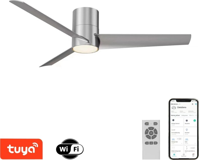 Immax NEO LITE FRESH Smart LED stropní svítidlo s ventilátorem 18W/40W Tuya WiFi stříbrné