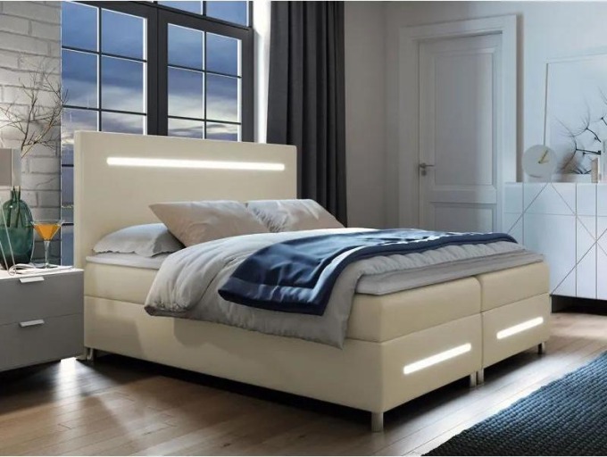 Kontinentální postel Trunida LED, Rozměr postele: 140x200, Barva:: ekokůže Soft 033