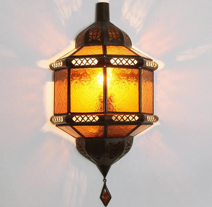 Marocká nástěnná lampa Trombi žlutá