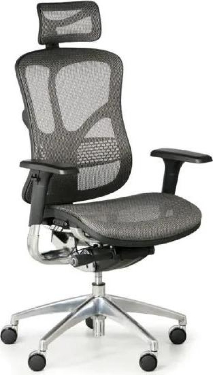 Exkluzivní moderní kancelářská židle s maximálním nastavením pro dokonalé sezení ve šedé barvě