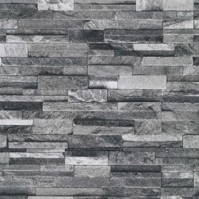 Vliesové tapety na zeď kolekce Origin s imitací kámen pískovec černo-šedý, rozměr 10,05 m x 0,53 m, P+S International