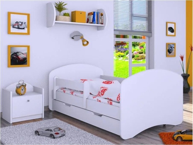 Dětská postel se šuplíkem 140x70cm BEZ MOTIVU - bílá