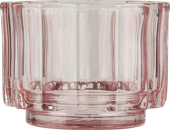 IB LAURSEN Skleněný svícen na čajovou svíčku Pink Valencia Wide, růžová barva, sklo