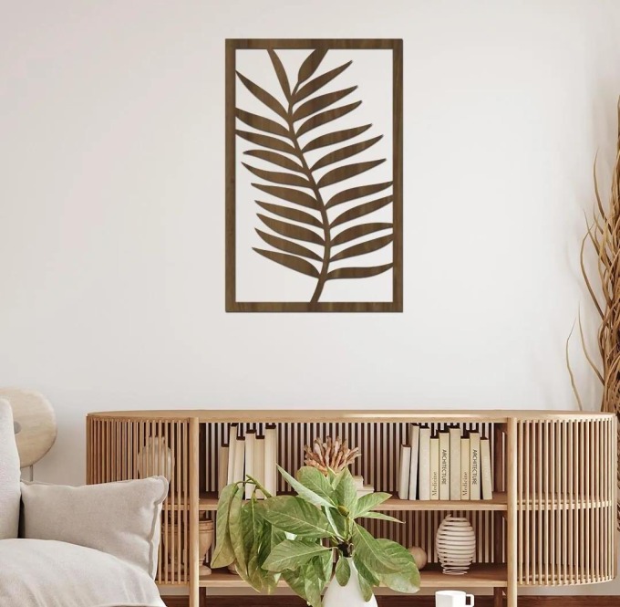 dřevo života Dřevěná dekorace na zeď LIST Rozměry (cm): 39x60, Barevný vzor: Ořech