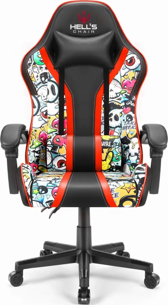 Herní židle HC-1005 Graffiti světlá barva poskytuje pohodlí a správné polohování těla při dlouhých herních seancích i při práci u počítače
