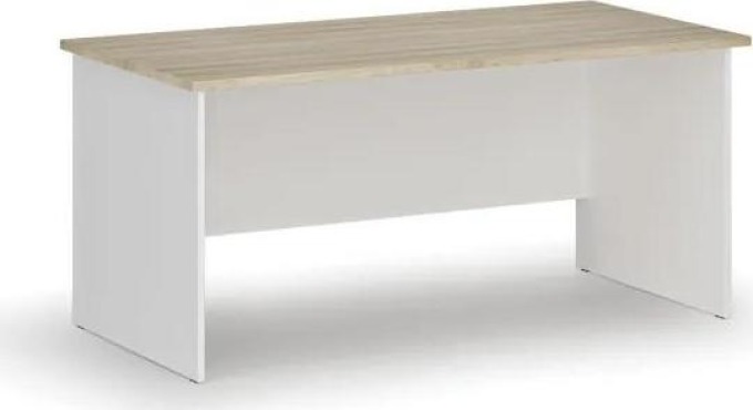 Kancelářský psací stůl rovný PRIMO WHITE, 1600 x 800 mm, bílá/dub přírodní