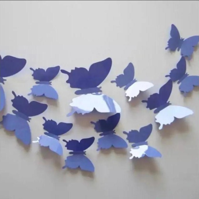 PIPPER | Samolepka na zeď "Plastové 3D Motýli - Fialové" 12ks 5-10 cm