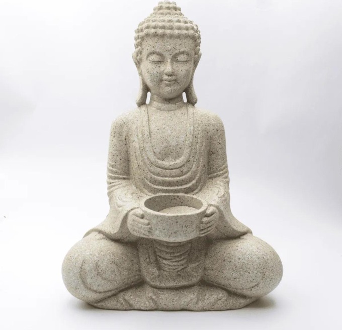 Milujeme Kameny Meditující Buddha - svícen Feng Shui - šedý VADA 2