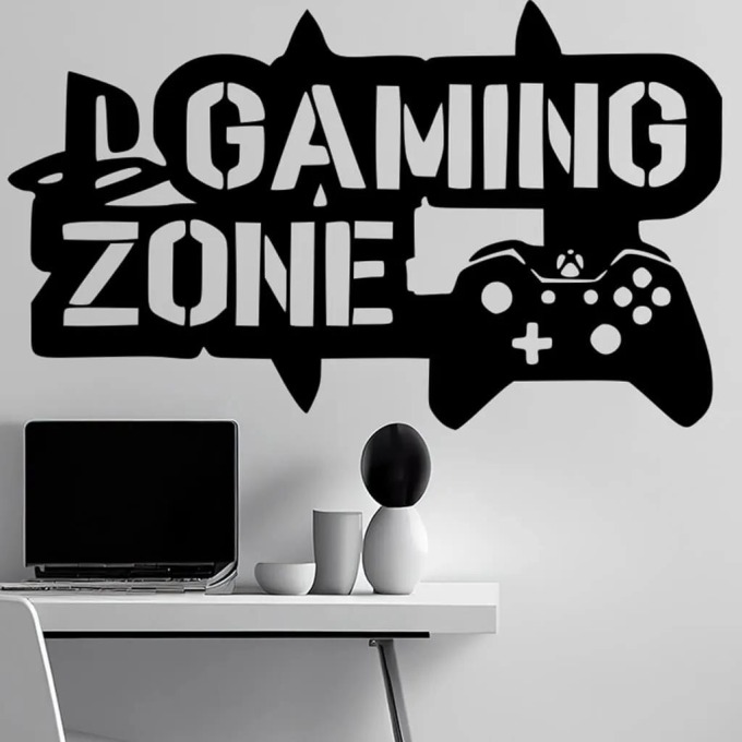 Živá Zeď Samolepka na zeď Gaming zone Barva: černá