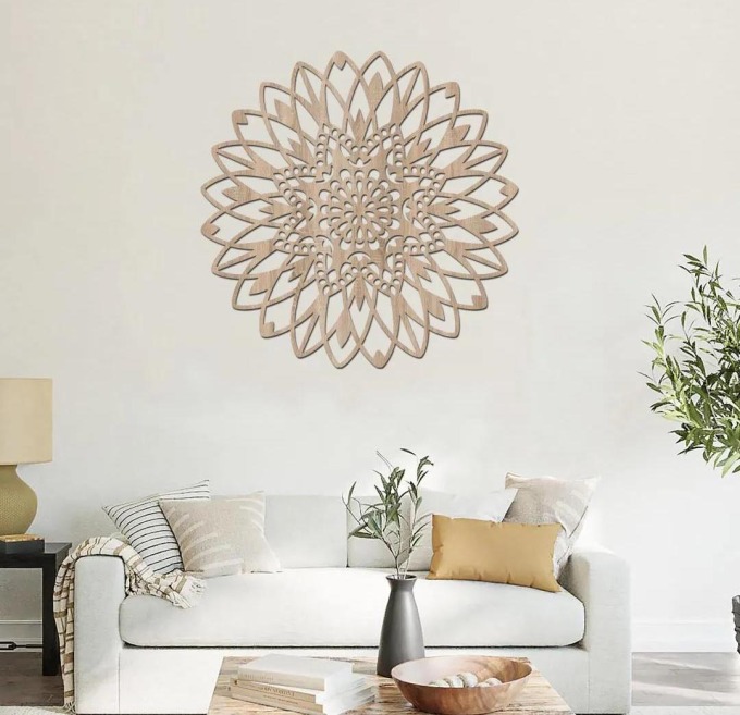 dřevo života Dřevěná mandala na zeď ZDRAVÍ Barevný vzor: Světlý dub, Rozměry Ø: 80