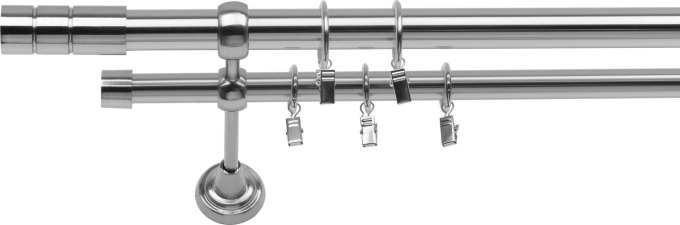 Dvouřadá Garnýž Cylinder 25/19 mm ocelový efekt 200 cm