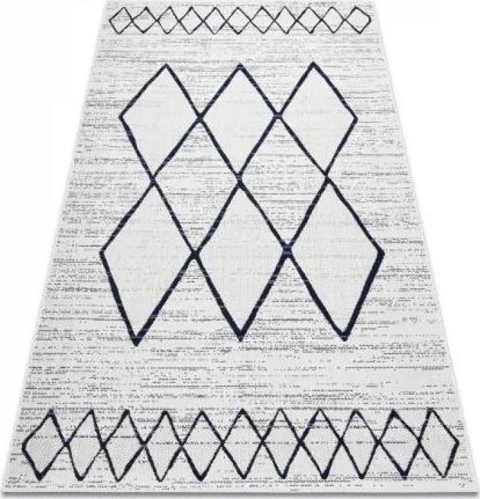 koberec COLOR 47272/396 SISAL Diamant Čtverce bílý velikost 160x230 cm | krásné koberce cz