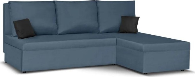 Rohová sedací souprava TOMI Modrá s funkcí spaní a úložným prostorem na ložní soupravu