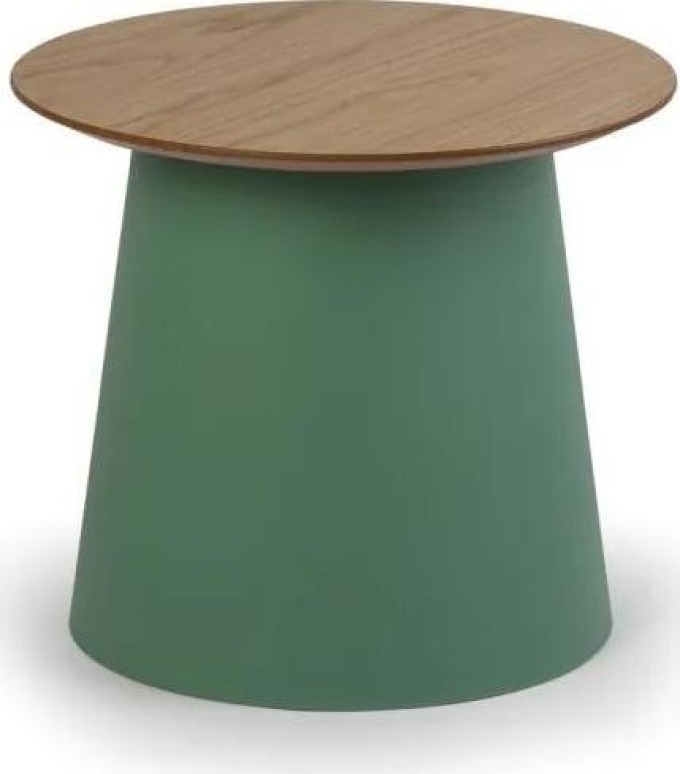 Plastový kávový stolek SETA s dřevěnou deskou, průměr 490 mm, zelený