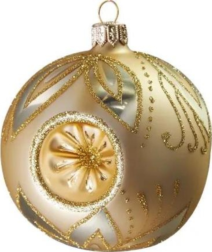 Vánoční koule zlatá píchaná dekor lístky