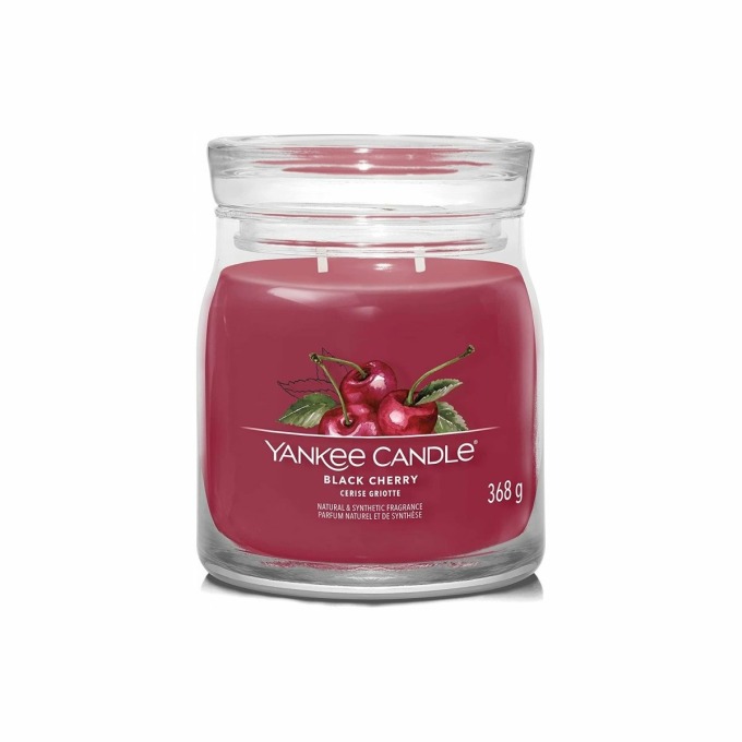 Yankee Candle vonná svíčka Signature ve skle střední Black Cherry, 368 g