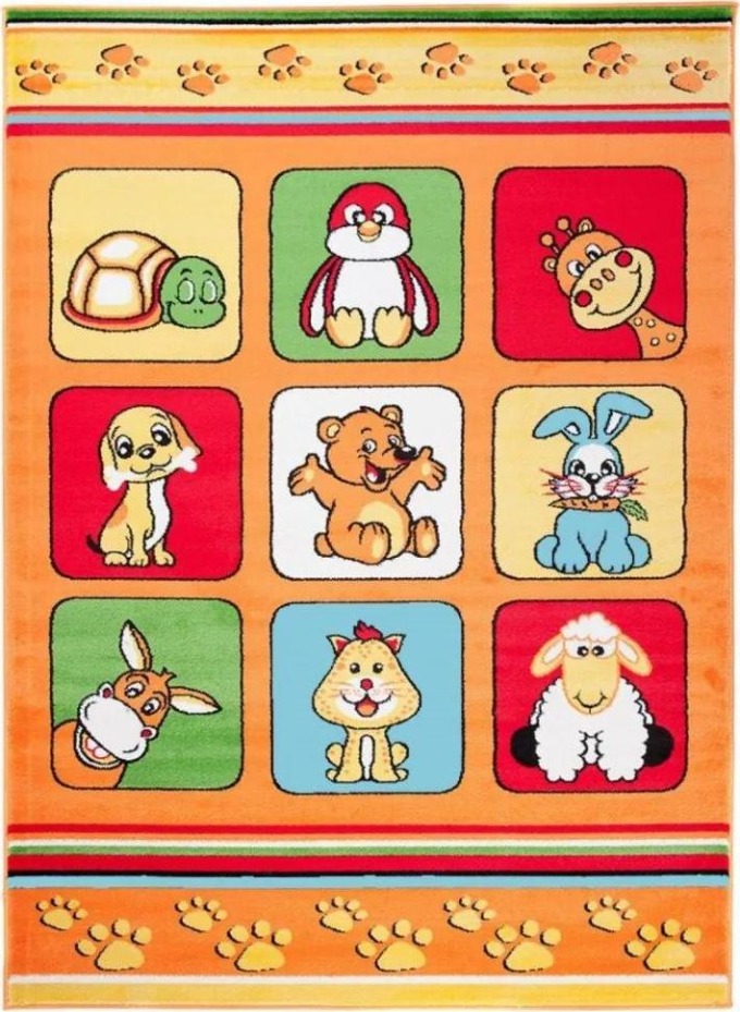 Dětský kusový koberec Animals oranžový 80x150cm