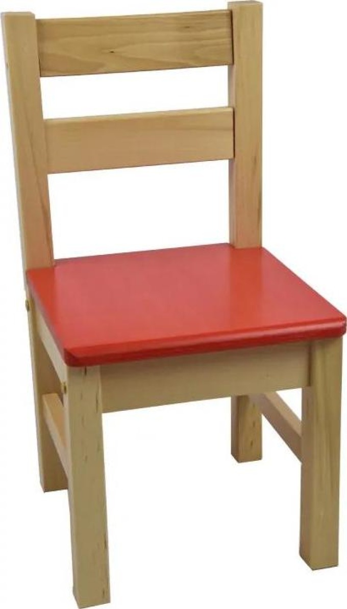 Dřevěná židlička červené barvy pro děti i dospělé, vyrobená z masivního bukového dřeva