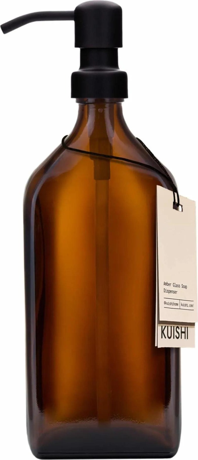 KUISHI Skleněný obdélníkový zásobník na mýdlo Amber 500 ml, hnědá barva, sklo