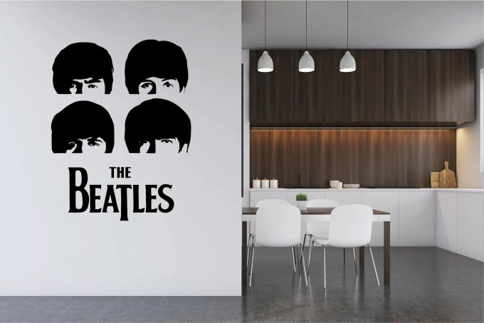 Lepy.cz Samolepka na zeď Beatles + portréty Velikost (šířka x výška): 40x51cm, Barevná varianta: Krémová