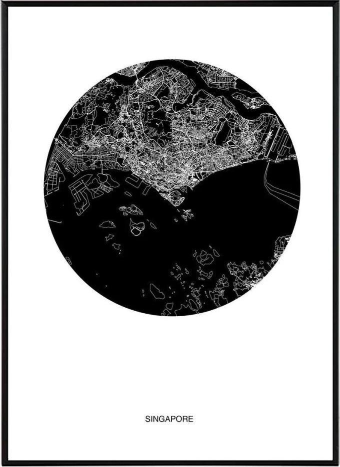 Singapore map - 50x70 cm Obraz